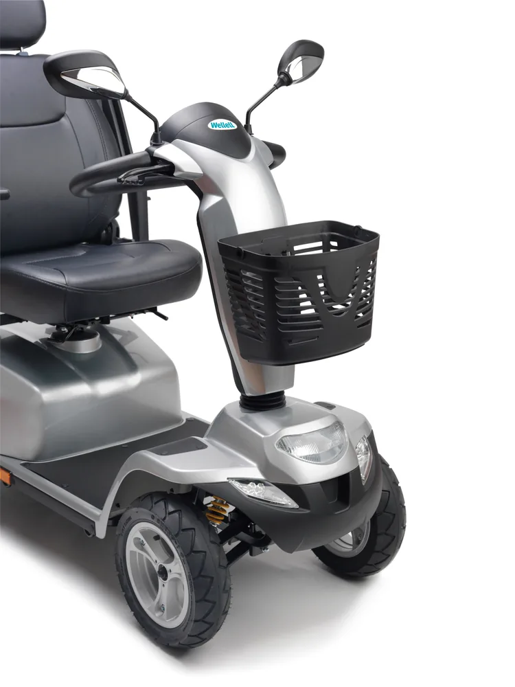 Frontal con faro, retrovisores y cesta del scooter I-Galaxy de Wellell