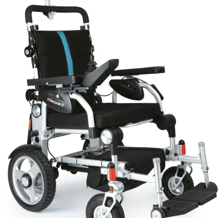 Silla de ruedas eléctrica I-Discover 2 de Wellell con reposacabezas, vista general