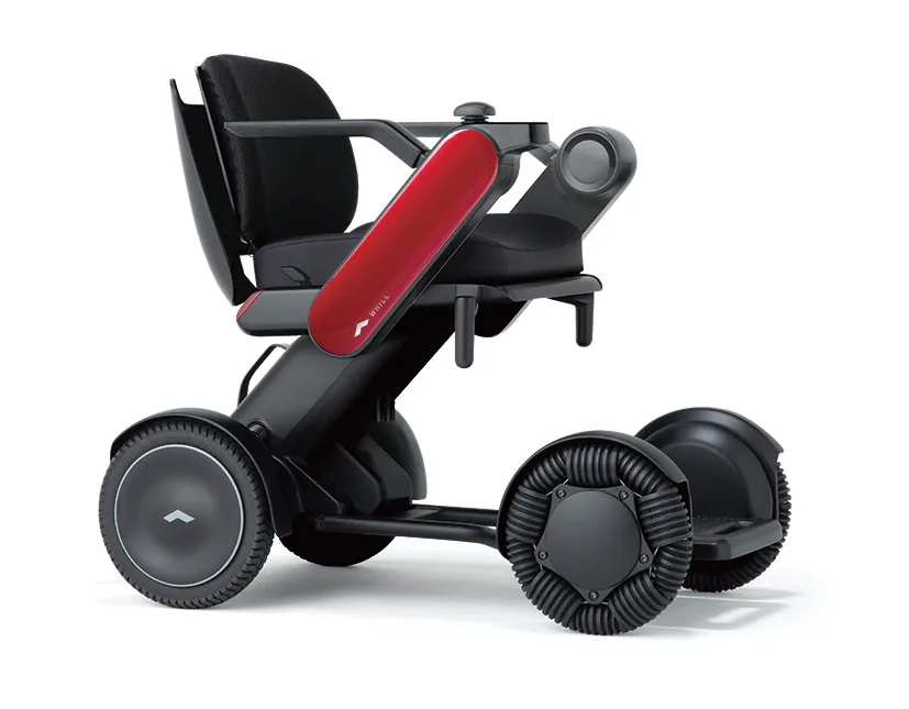 Silla de ruedas eléctrica WHILL Model C2 con reposabrazos rojo